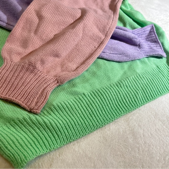 Colorblock Sweater - Green, Purple, Pink - Picture 4 of 6
